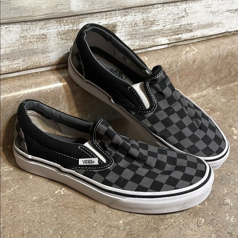 Vans Black and Gray Checkered Sneakers